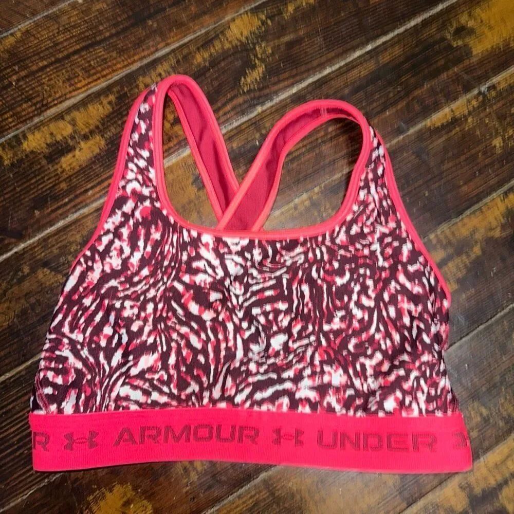 Under Armour pink Athleisure M abstract sports bra